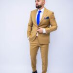 Costum Bărbați Bej Elegant 88% Lana Super 160’s