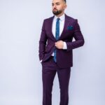 Costum Bărbați Bordo Închis Elegant 100% Lana Super 160’s