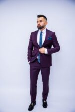 Costum Bărbați Bordo Închis Elegant 100% Lana Super 160’s