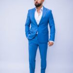 Costum Bărbați Albastru Ocean Elegant 88% Lana Super 160’s