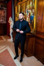 Costum Bărbați Negru Elegant 88% Lana Super 160’s