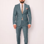 Costum Bărbați Turcoaz Elegant & Smart Casual 88% Lana Super 160’s