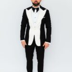 Costum Mire & Nas Model Italienesc Rever Lat Pantalon cu Bandă și Vipușca