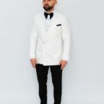 Costum Mire & Nas Smoking Pantalon cu Bandă lată și Vipușca