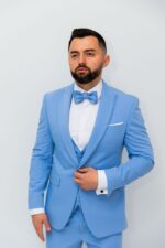 Costum Mire & Nas Albastru Deschis Rever cu Detaliu Detașabil - imagine 5