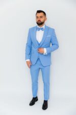 Costum Mire & Nas Albastru Deschis Rever cu Detaliu Detașabil
