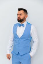 Costum Mire & Nas Albastru Deschis Rever cu Detaliu Detașabil - imagine 3
