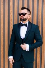 Costum Mire & Nas Verde Rever cu Detaliu Detașabil - imagine 5