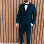Costum Mire & Nas Verde Petrol Tip Smoking Ceremonie Două Randuri Rever Detașabil
