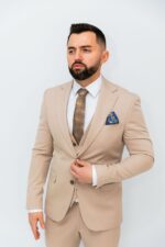 Costum Bărbați Crem Nisip - imagine 6