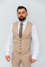 Costum Bărbați Crem Nisip - imagine 4