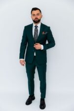 Costum Bărbați Verde Smarald Din Lana Super 160s - imagine 5