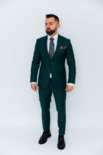 Costum Bărbați Verde Smarald Din Lana Super 160s
