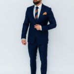 Costum Bărbați Albastru În Dungi Elegant & Business 88% Lana Super 160’s