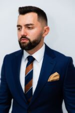 Costum Bărbați Albastru În Dungi Elegant & Business 88% Lana Super 160’s - imagine 3