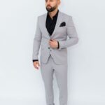 Costum Bărbați Gri Deschis Smart Casual