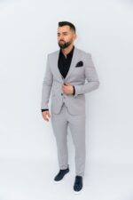 Costum Bărbați Gri Deschis Smart Casual