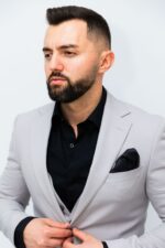 Costum Bărbați Gri Deschis Smart Casual - imagine 5