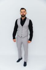 Costum Bărbați Gri Deschis Smart Casual - imagine 4