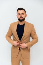 Costum Bărbați Bej Smart Casual - imagine 5