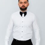 Cămașa Albă De Mire Cu Nasturi Onix Ceremonie & Gala Guler Rândunica