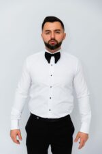 Cămașa Albă De Mire Cu Nasturi Onix Ceremonie & Gala Guler Rândunica