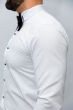 Cămașa Albă De Mire Cu Nasturi Onix Ceremonie & Gala Guler Rândunica - imagine 2