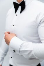 Cămașa Albă De Mire Cu Nasturi Onix Ceremonie & Gala Guler Rândunica - imagine 3