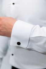 Cămașa Albă De Mire Cu Nasturi Onix Ceremonie & Gala Guler Rândunica - imagine 4