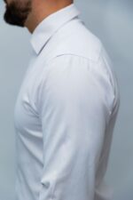 Cămașă Bărbați Alba Bumbac Premium Cu Fentă - imagine 4