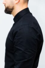 Cămașă Bărbați Neagră Premium 97% Bumbac 3% Lycra - imagine 3