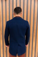 Palton Bărbați Albastru Din Lana Toamnă-Iarna - imagine 2