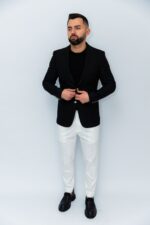 Sacou Negru Barbati Din Lana - imagine 2