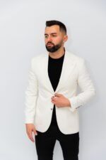 Sacou Alb Barbati Din Lana