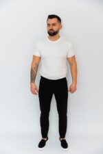 Pantaloni Negru Mat Italienesti Cu Pense Barbati - imagine 2