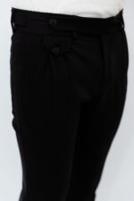 Pantaloni Negru Mat Italienesti Cu Pense Barbati - imagine 3