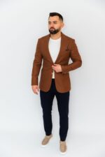 Pantaloni Bleumarin Italienesti Cu Pense Barbati - imagine 2