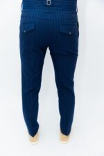 Pantaloni Albastru Cu Dungi Italienesti Cu Pense Barbati - imagine 2