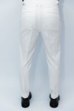 Pantaloni Albi Italienesti Cu Pense Barbati - imagine 4