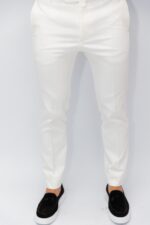 Pantaloni Barbati Chinos Albi Vara Din Bumbac Natural Santaderia