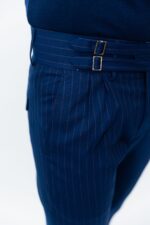 Pantaloni Albastru Cu Dungi Italienesti Cu Pense Barbati - imagine 3