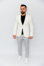 Pantaloni Barbati Gri Deschis Vara Din Bumbac Natural Santaderia - imagine 2