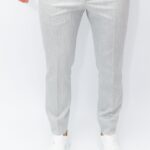 Pantaloni Barbati Gri Deschis Vara Din Bumbac Natural Santaderia