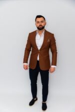 Pantaloni Barbati Chinos Bleumarin Din Bumbac Natural - imagine 2