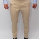 Pantaloni Barbati Chinos Crem Din Bumbac Natural