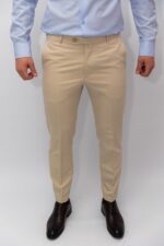 Pantaloni Barbati Chinos Crem Din Bumbac Natural