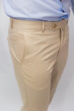 Pantaloni Barbati Chinos Crem Din Bumbac Natural - imagine 3