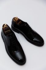 Pantofi Eleganți Bărbați Negru Lucios Ceremonie Oxford 100% Piele Naturală