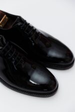 Pantofi Eleganți Bărbați Negru Lucios Ceremonie Oxford 100% Piele Naturală - imagine 3