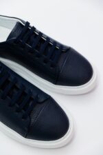 Pantofi Casual Barbati Albastri Tip Sneakers 100% Piele Naturala - imagine 3